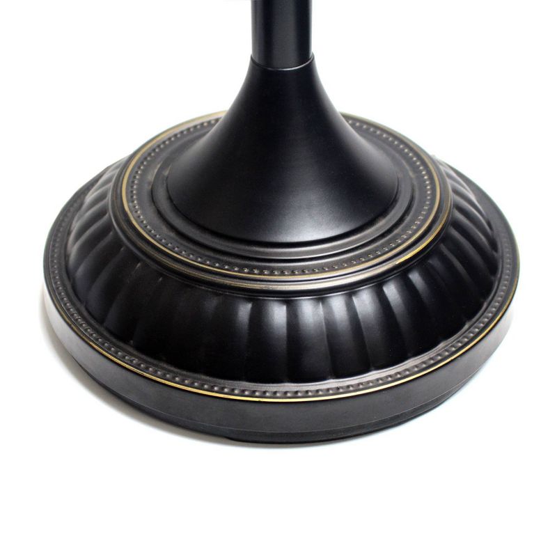 1 Light Restoration Torchiere Floor Lamp with Marbleized Amber Glass Shade Brown - Elegant Designs