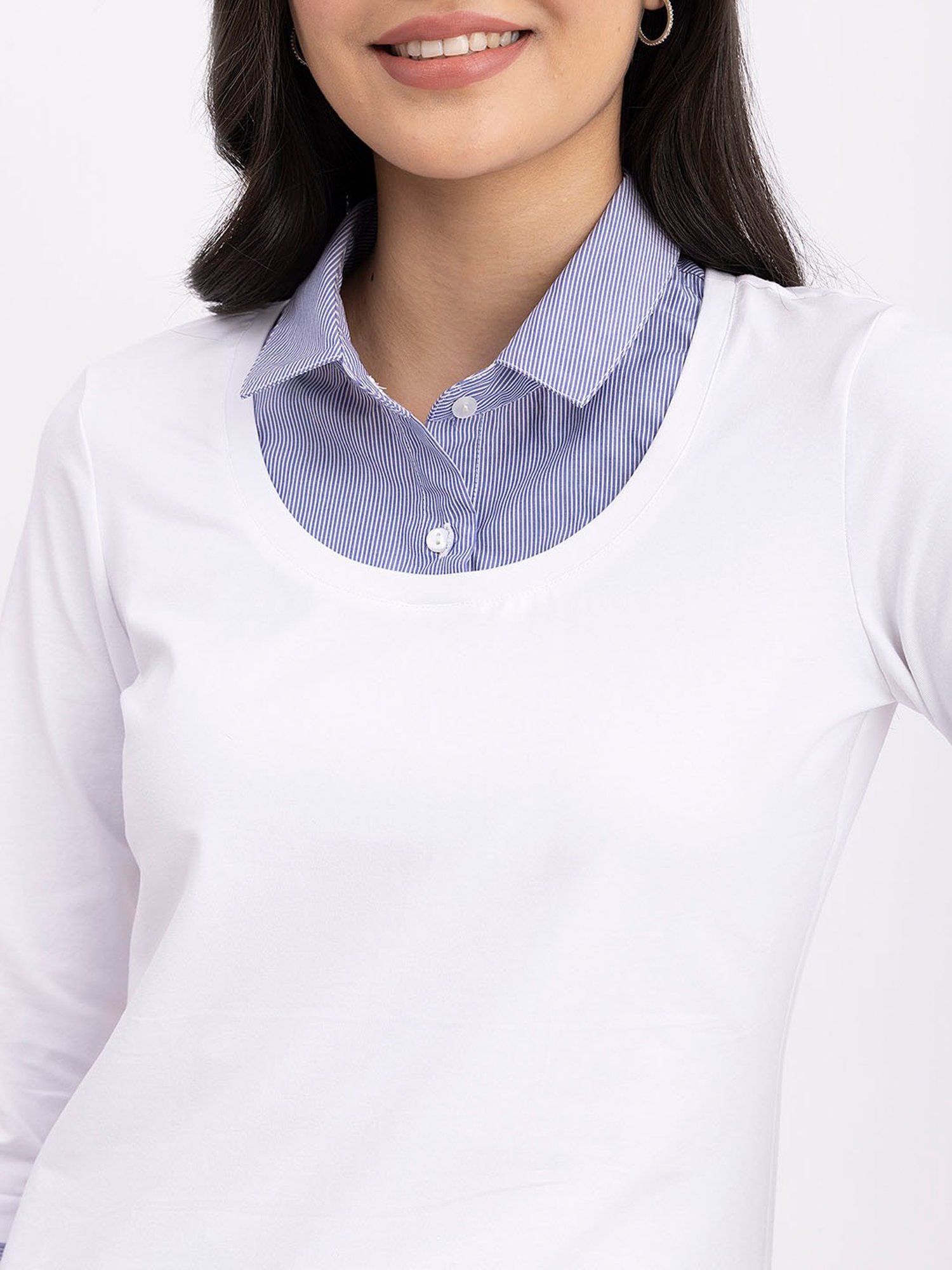 Fablestreet White Cotton Regular Fit Top