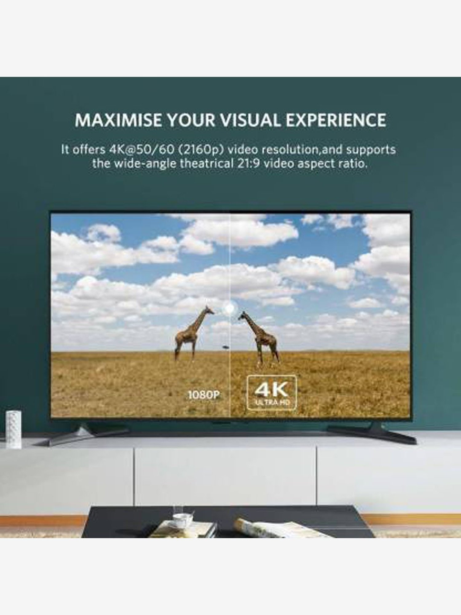 iVoltaa  TV-out Cable 4K HDMI 2.0 Cable 1.8m (Black)