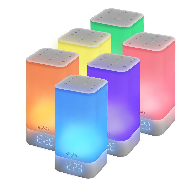 JENSEN Mood Lamp Digital Dual Alarm Clock Radio - White (JCR-370)