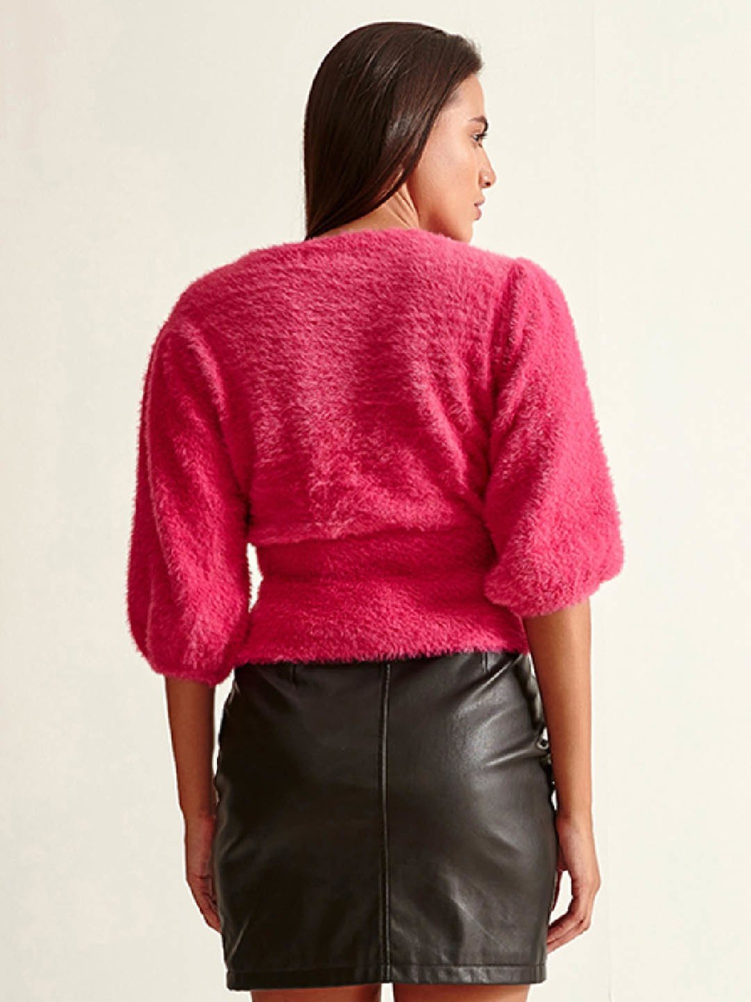 Cover Story Fuchsia Cropped Sweater