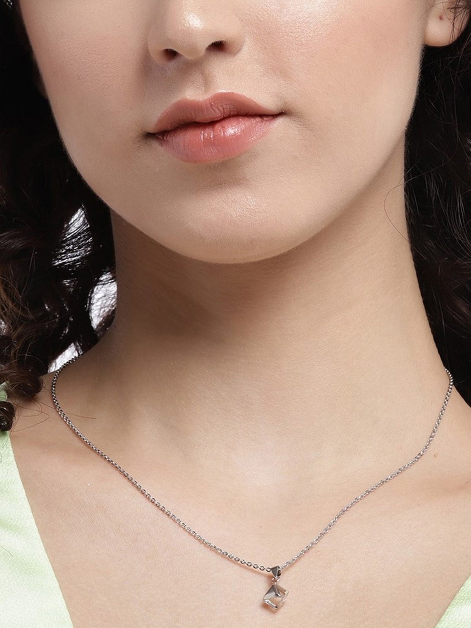 Zavya 92.5 Sterling Silver Necklace in Rhodium-Plating