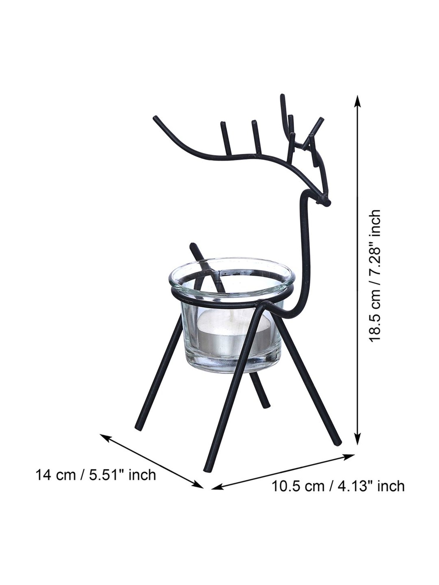 eCraftIndia Solid Metal Deer Shape Tea Light Candle Holders - Set of 2