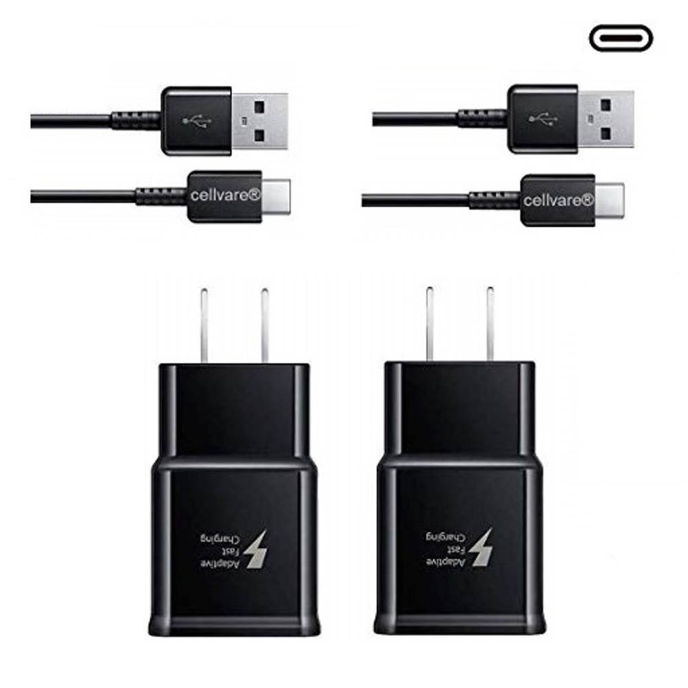 Wall Charger with USB-C High Speed Charge & Sync Cable for Samsung Galaxy S8/S9, LG G5/G6/Huawei-White 2 Pack