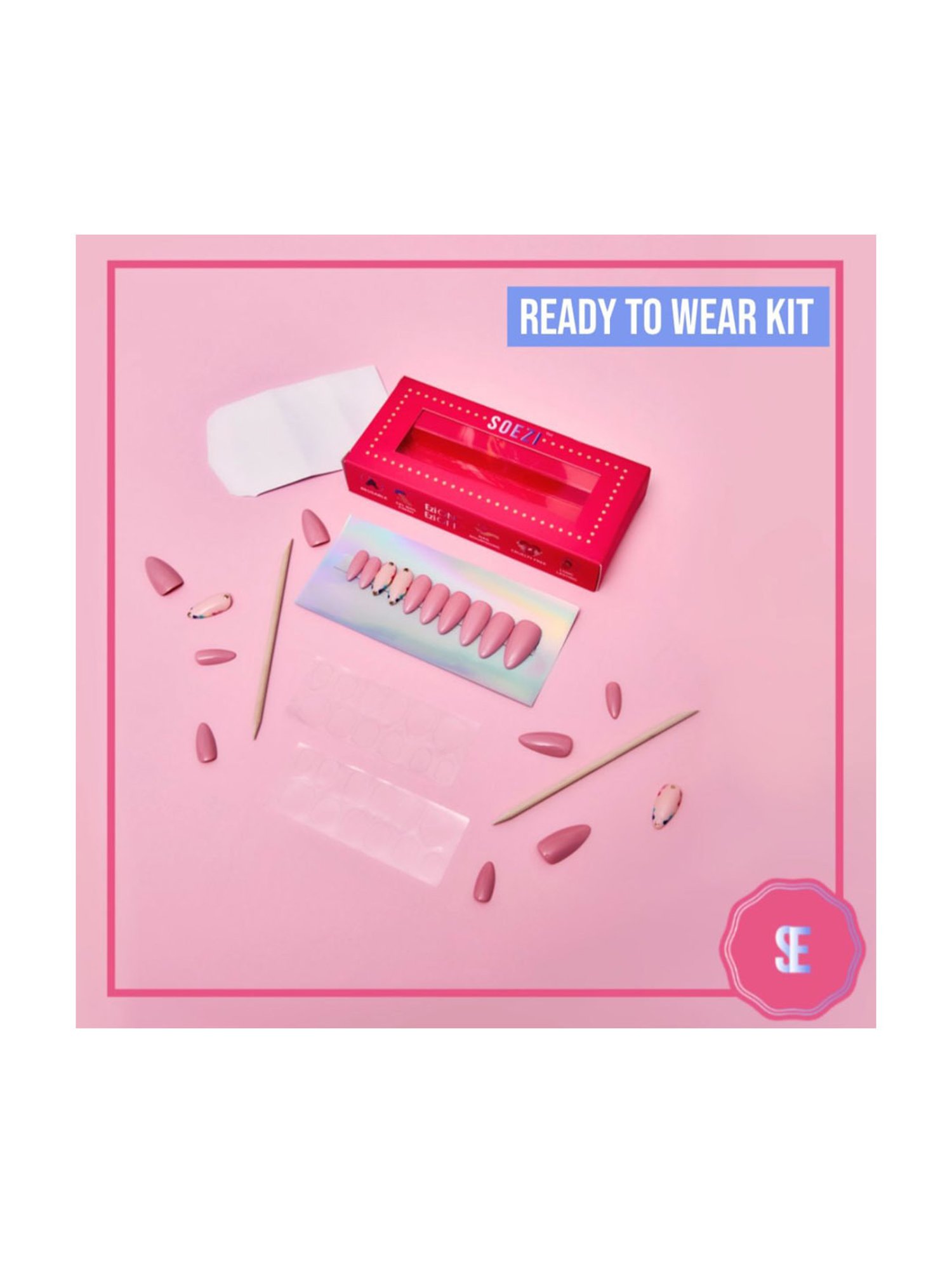 SOEZI Cute But Confused Reusable Press On Nails - Ready To Wear Kit