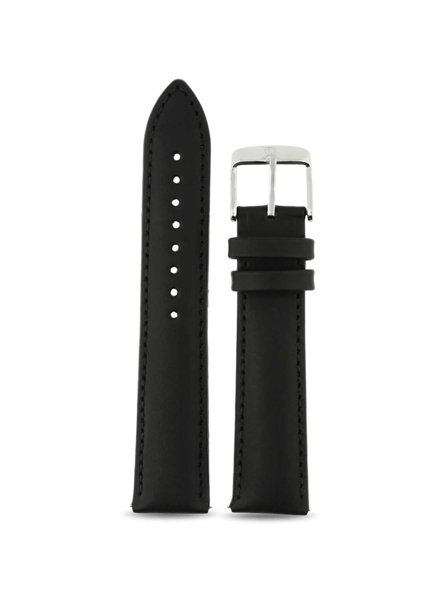 Titan 22 mm Black Genuine Leather Strap for Men
