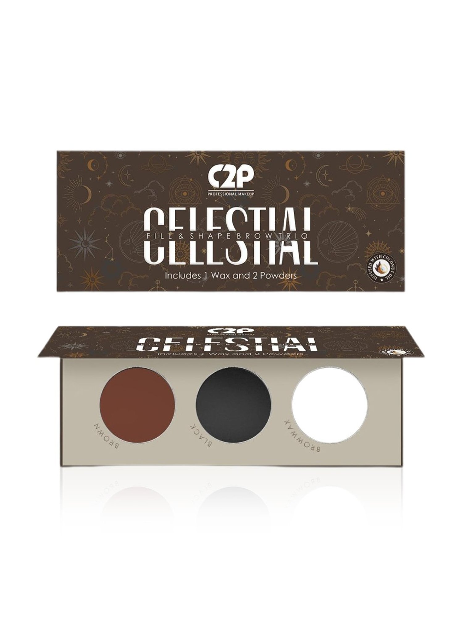 C2P PROFESSIONAL MAKEUP Celestial 3 in 1 Eyebrow Palette - 12 gm