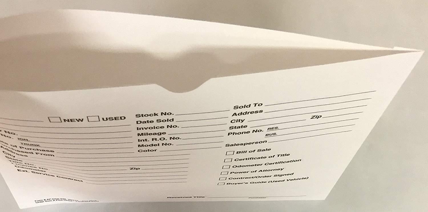 Vehicle Deal Jacket - Car Sales Envelope - White (P6) (500)