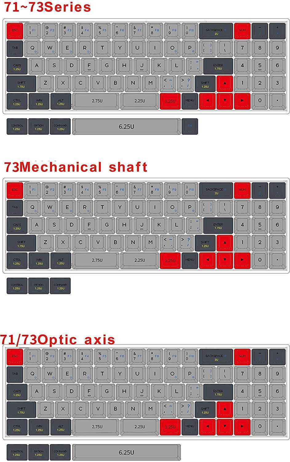 EPOMAKER GK73XS RGB Hotswap 68% Bluetooth Mechanical Keyboard with Independent F/Num/Arrow Keys, Split Spacebar, 1900mAh Battery, Fully Programmable for Gamers (Gateron Blue Switch, Grey Black)