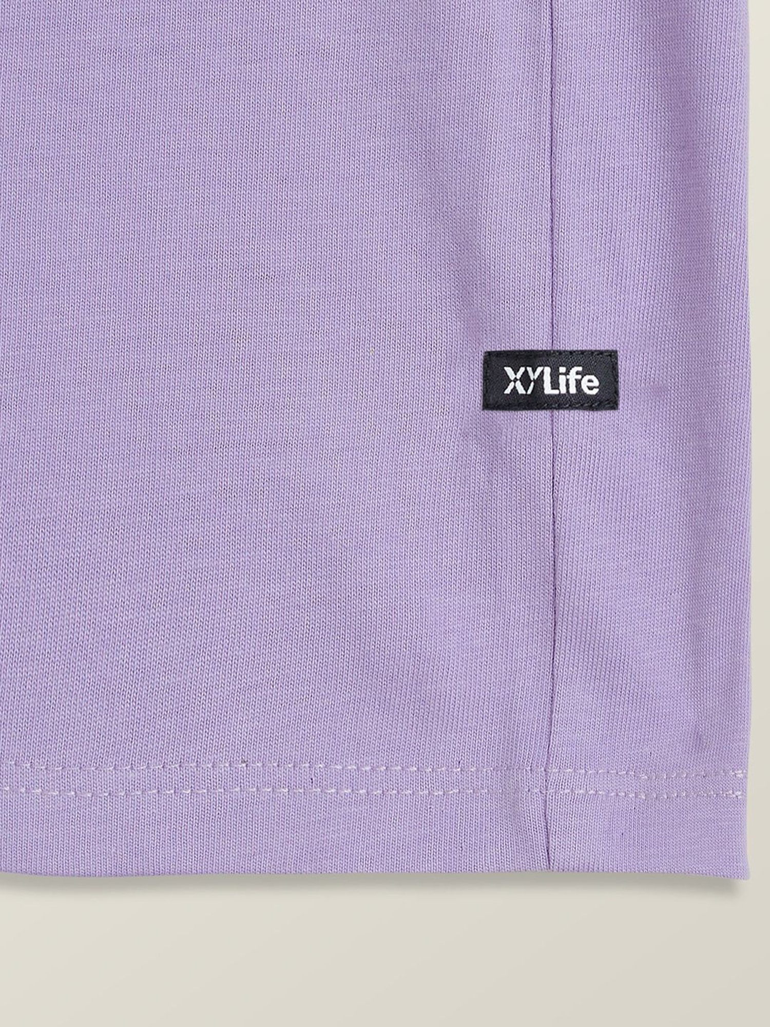XY Life Kids Purple Cotton Printed T-Shirt