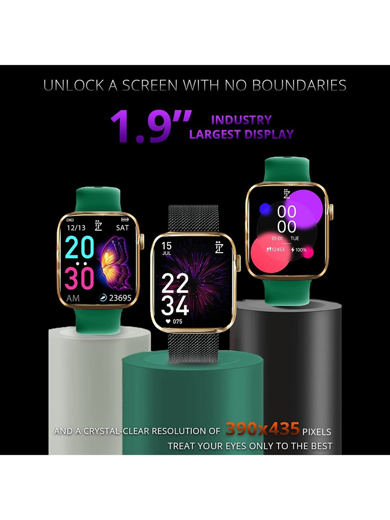 IZI SmartPro 1.9 inch PPI 326 UHD Smartwatch with 2 Premium Straps Included Steel + Silicone