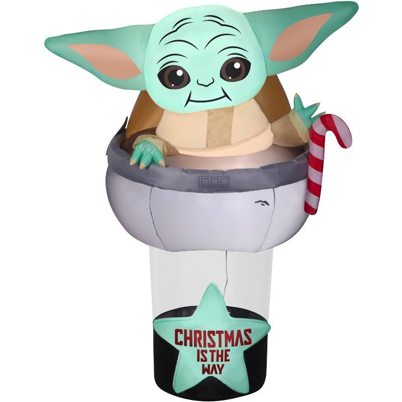 Gemmy Christmas Airblown Inflatable The Child in Pod Scene Star Wars, 6 ft Tall, grey