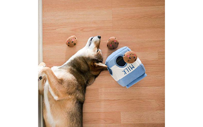 ZippyPaws - Food Miniz, Stuffed Squeaker Dog Toy and Replacement for Interactive Burrows - 3 Pack Cookies