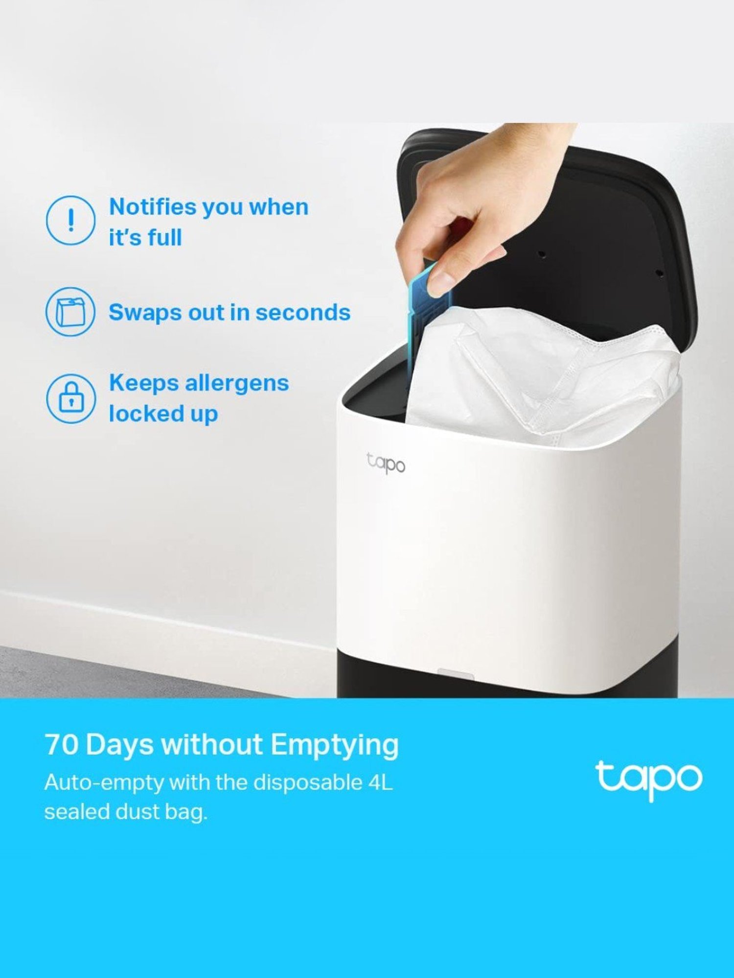 TP-LINK Lidar Navigation Robot Vacuum & Mop Cleaner with 4L Dust Bag, App Control (White)