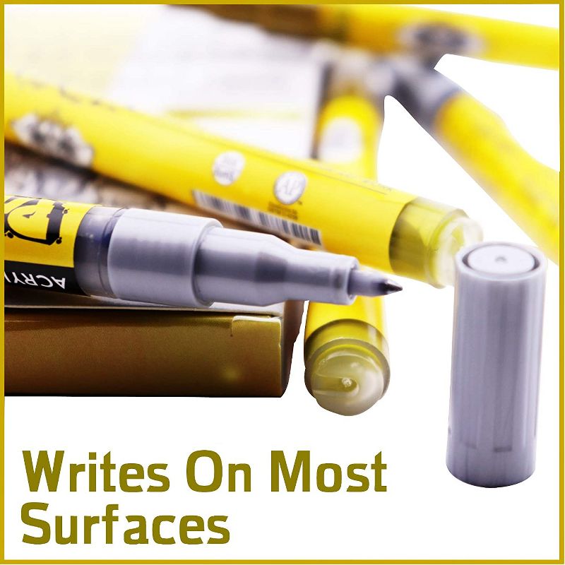 Pintar Art Supply Premium Acrylic Paint Gold and Silver 6-Pack Pens