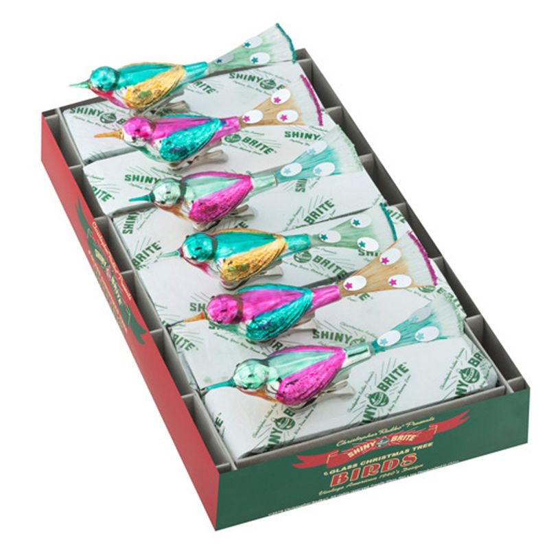 Shiny Brite 2.0" Vc Bird Clips Vintage Celebration  -  Ornament Sets