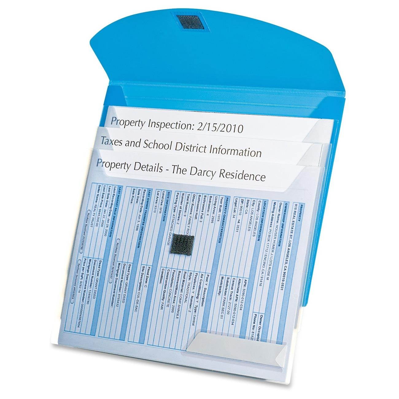 Oxford 4-Pocket Envelope Folder 3-Hole Punched Letter Blue/Translucent 35103EE