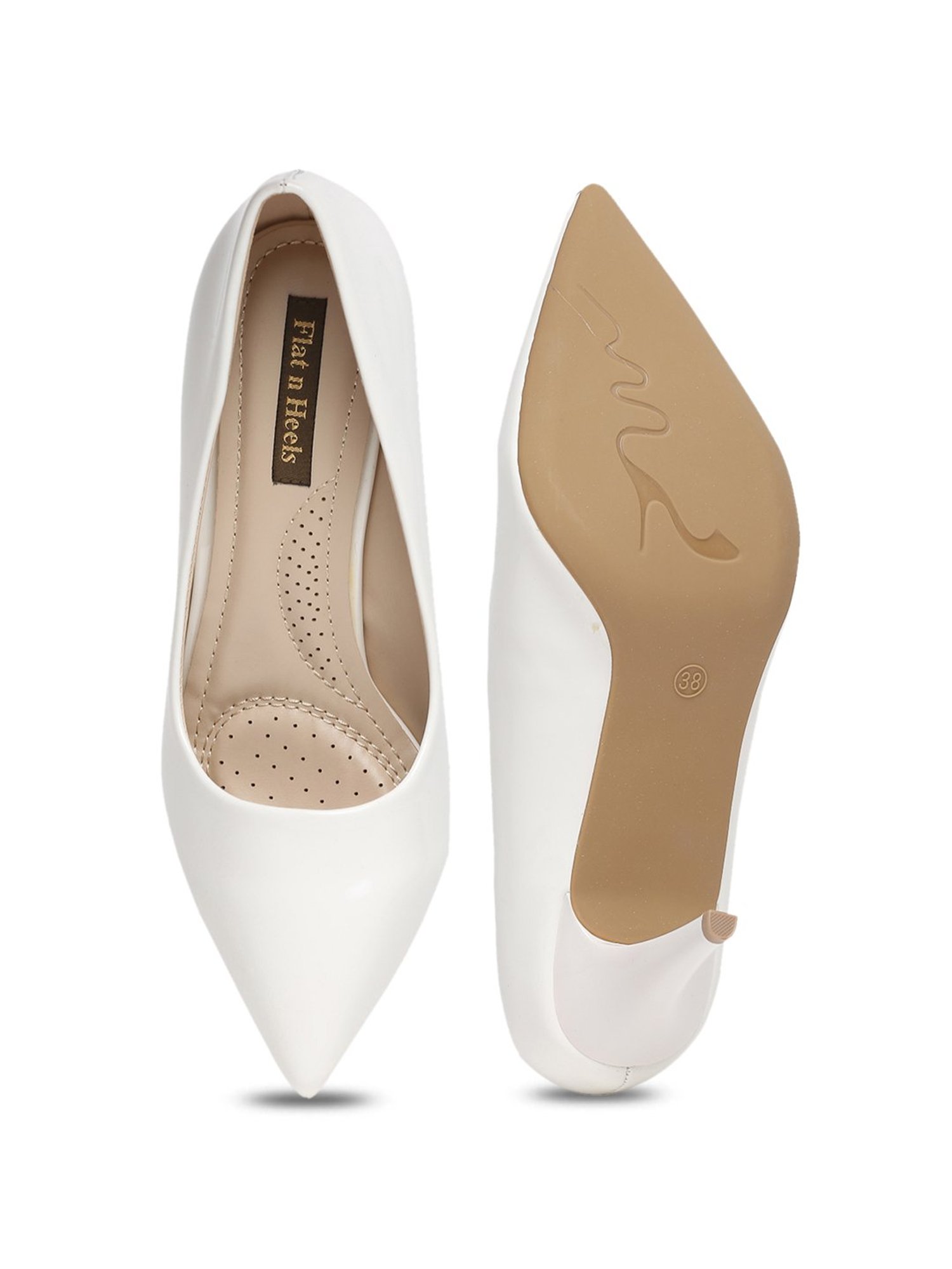 Flat N Heels Women's White Stiletto Pumps