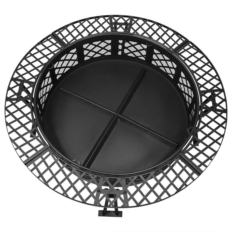 Sunnydaze Outdoor Camping or Backyard Steel Diamond Weave Fire Pit Bowl with Spark Screen - 40" - Black