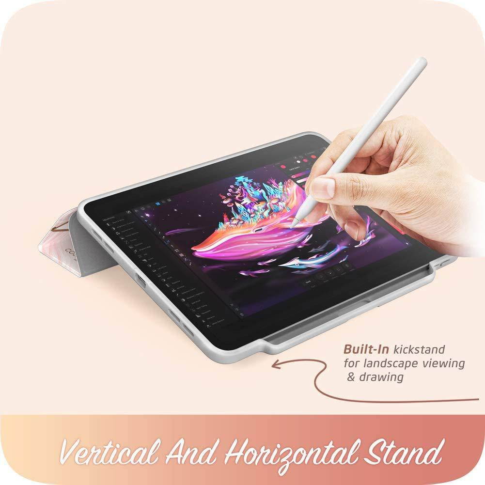 i-Blason Cosmo Case for New iPad Pro 12.9 Inch (2020 Release), Full-Body Trifold Stand Protective Case Smart Cover with Auto Sleep/Wake & Pencil Holder (Marble)
