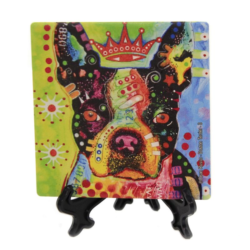 Animal 4.0" Boston Terrier Crowned Stone Cork Coaster Sjt Enterprises  -  Coasters