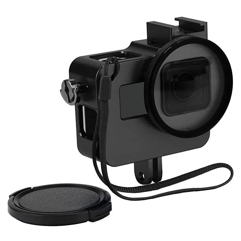 Aluminum Frame Housing Case Skeleton Shell Cover with Protective UV Filter for GoPro Hero 7 Black, Hero 6, Hero 5 Black