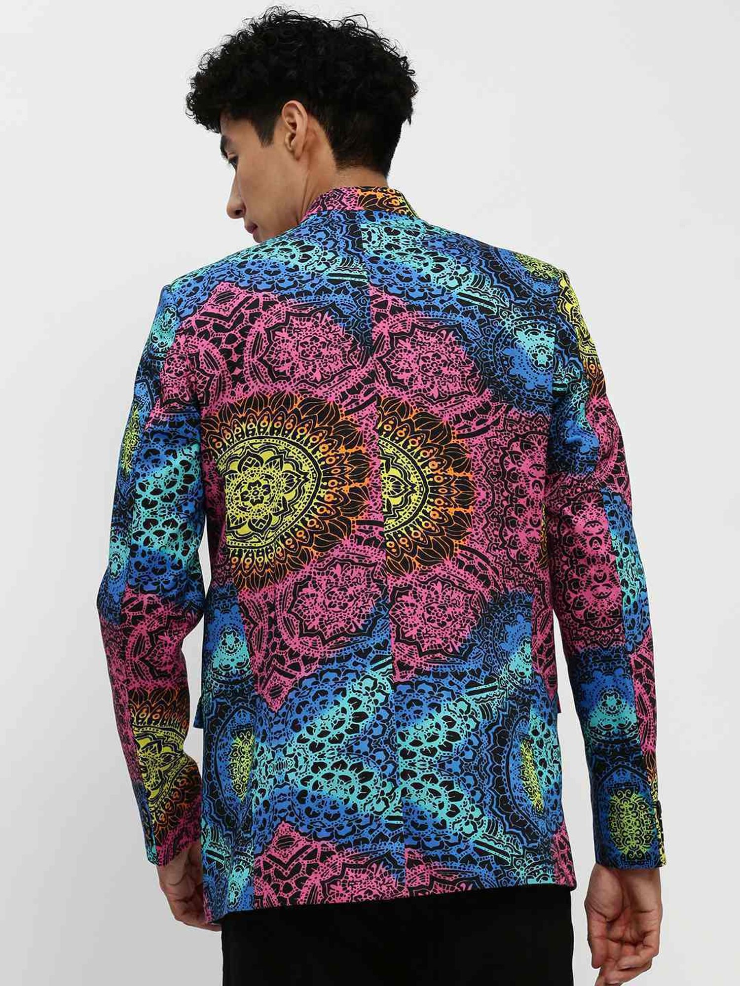 SHOWOFF Multicoloured Slim Fit Printed Blazer