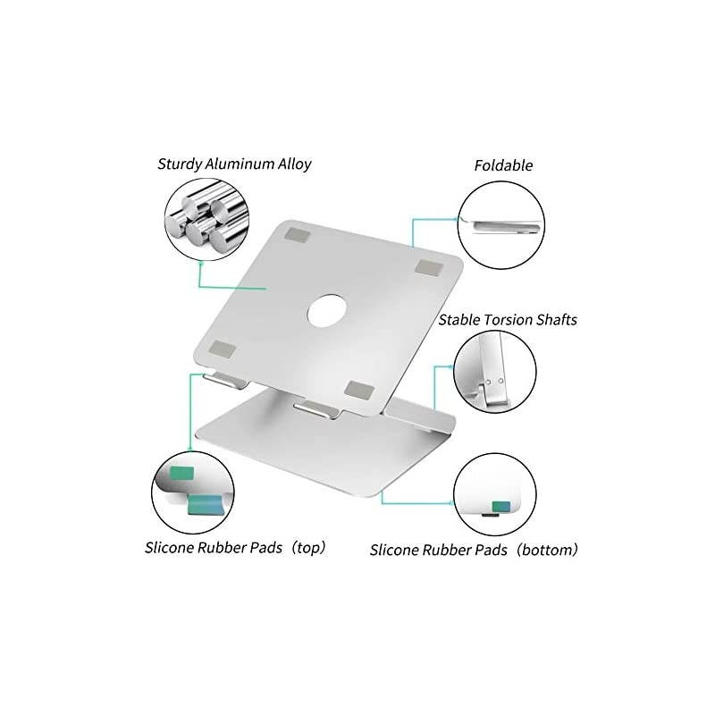 Laptop Stand Adjustable Riser Compatible with Apple Mac MacBook Pro Air Ergonomic Aluminum Holder for 10173 Inch Notebook Computer MultiAngle Stand with HeatVent to Elevate PC Silver