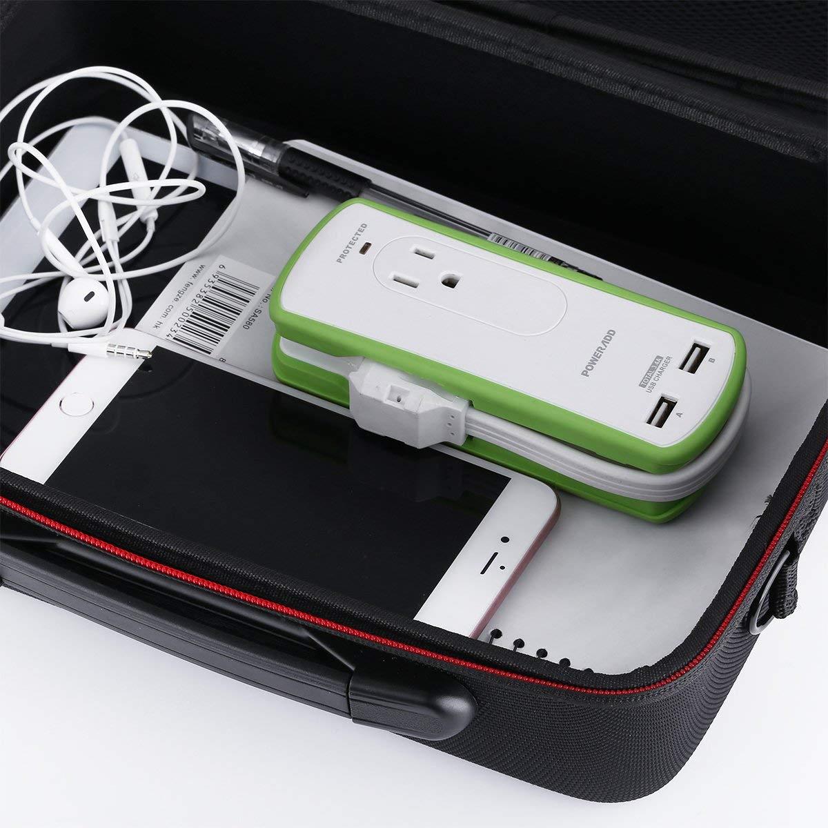 Poweradd 2-Outlet Mini Portable Travel Surge Protector with Dual 3.4A Smart USB Ports, Wrapped Cord Design - UL Listed