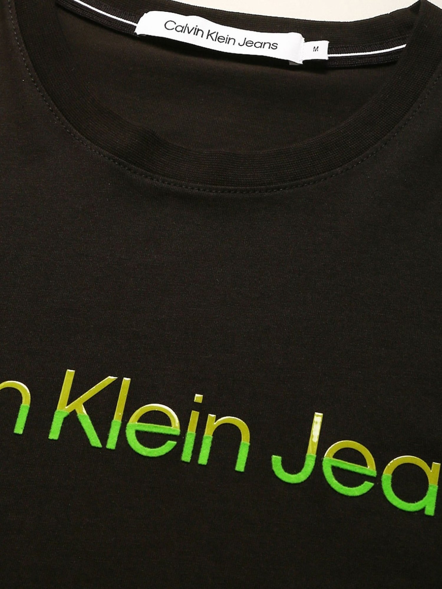 Calvin Klein Jeans Black Cotton Slim Fit Logo Printed T-Shirt