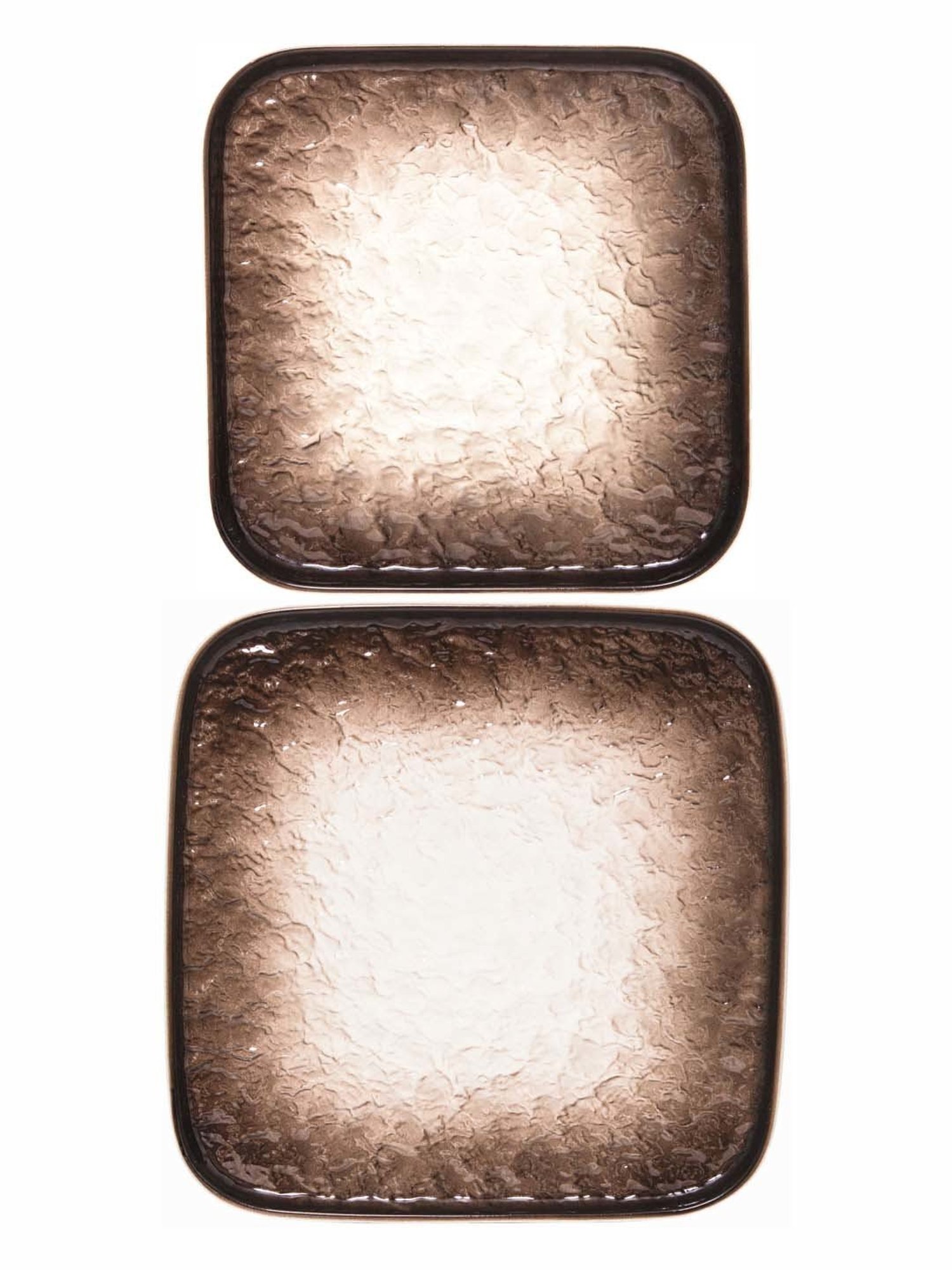 White Gold White & Brown Porcelain Square Snack Platters - Set of 2