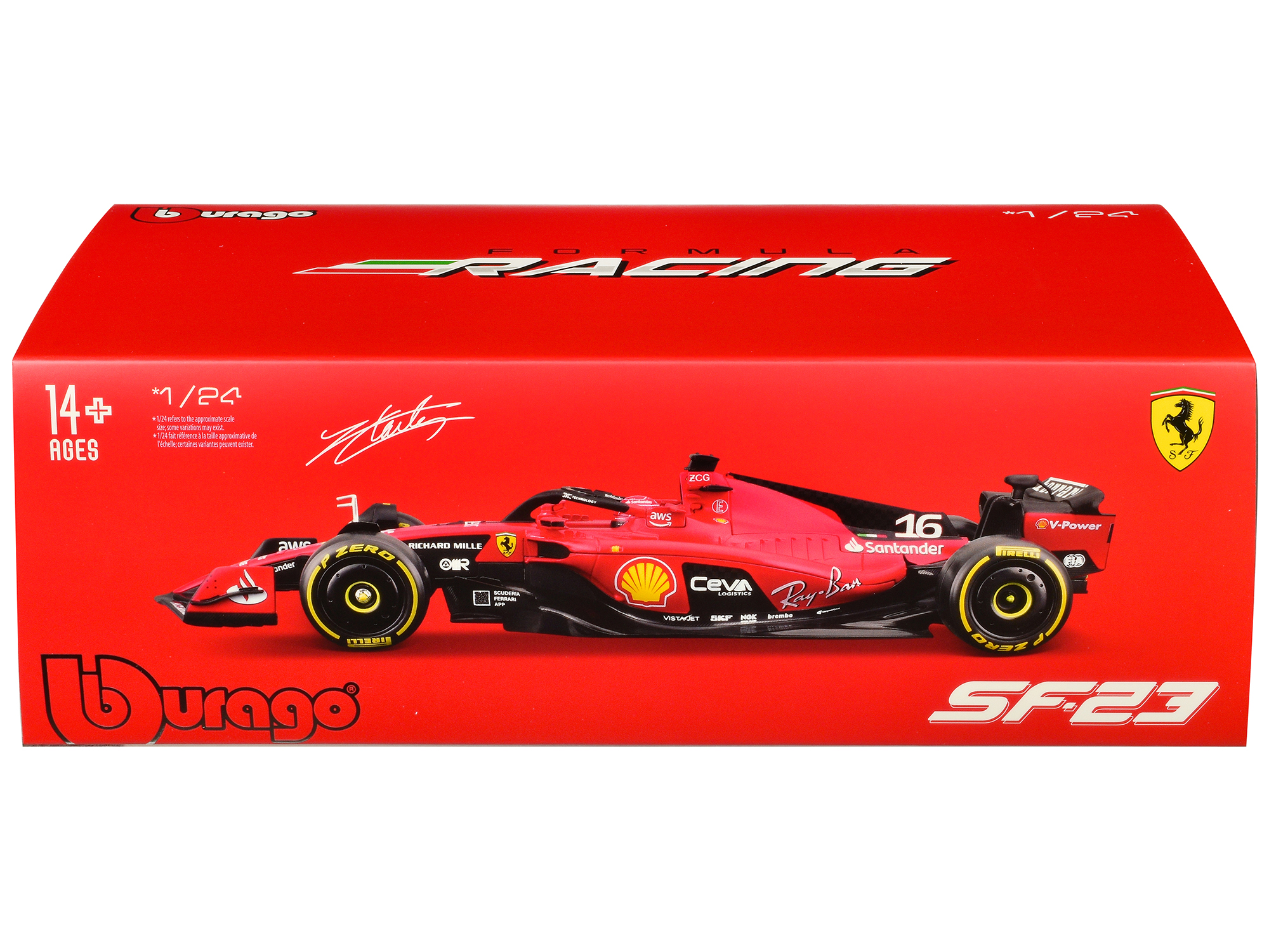 Ferrari SF-23 #16 Charles Leclerc Formula One F1 World Championship (2023) "Formula Racing" Series 1/24 Diecast Model Car by Bburago