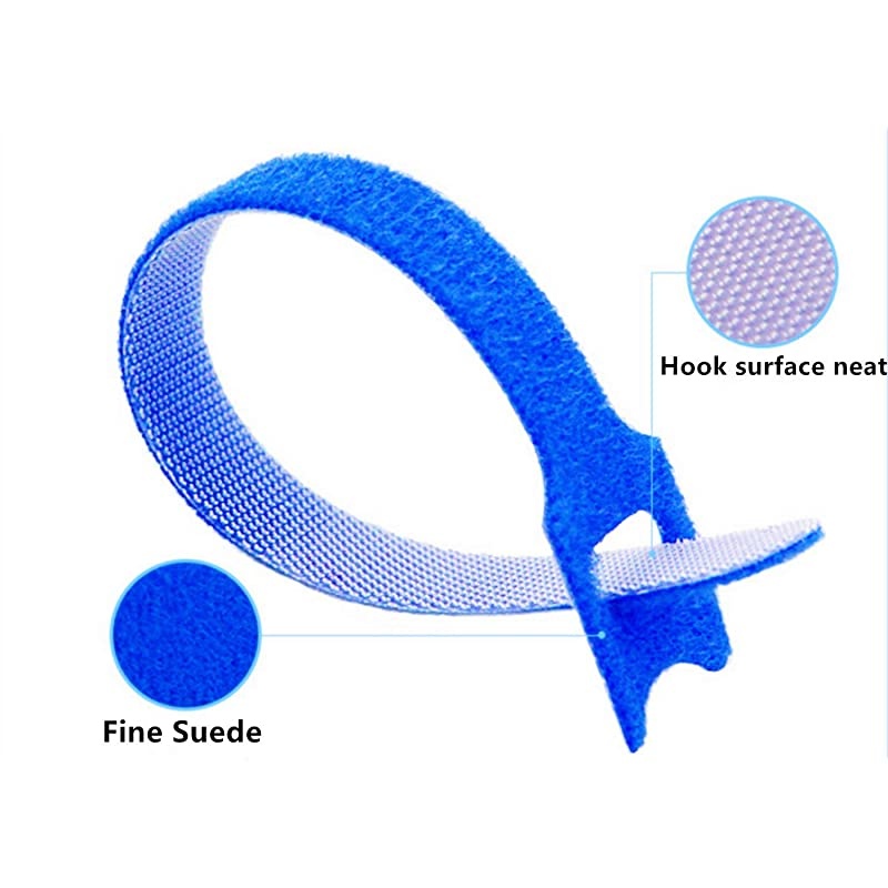 100 PCS Reusable Fastening Cable Ties 7-Inch Adjustable Cord Ties Microfiber Hook Loop Cords Management Wire Organizer Wraps (Assorted Colors)