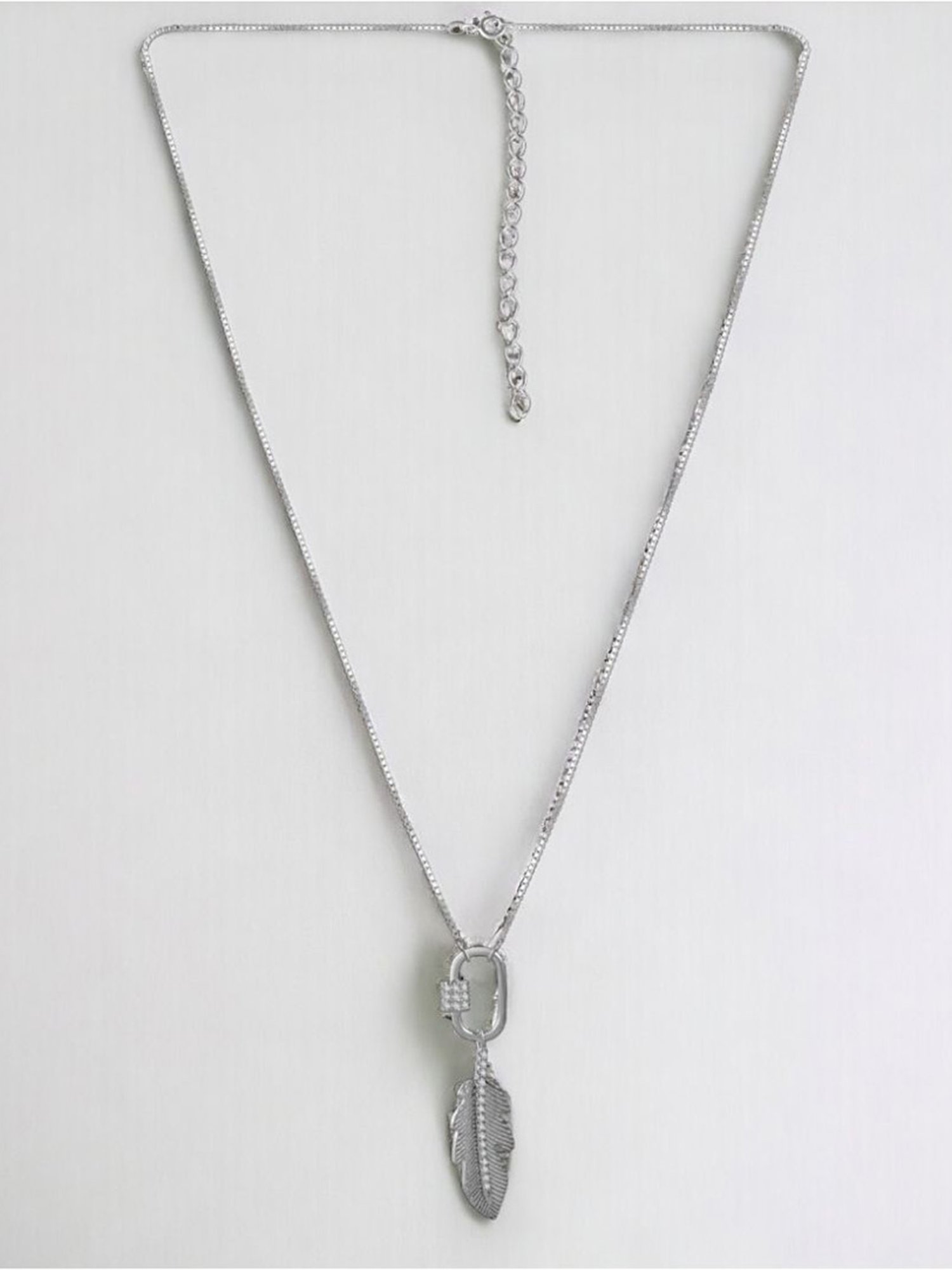 Rihi by P.C. Chandra Jewellers 92.5 Sterling Silver Drop Leaf Locket Chain Pendant for Women & Girls