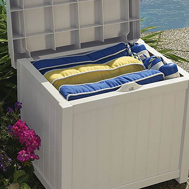 Suncast 22 Gallon Outdoor Storage Resin Patio Deck Box with Seat, Taupe (2 Pack)