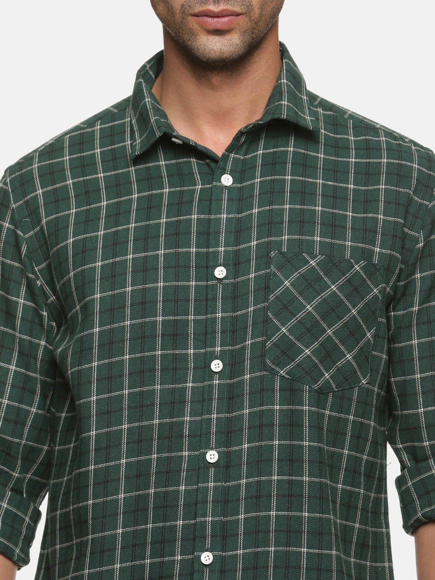 Don Vino Green Slim Fit Check Shirt