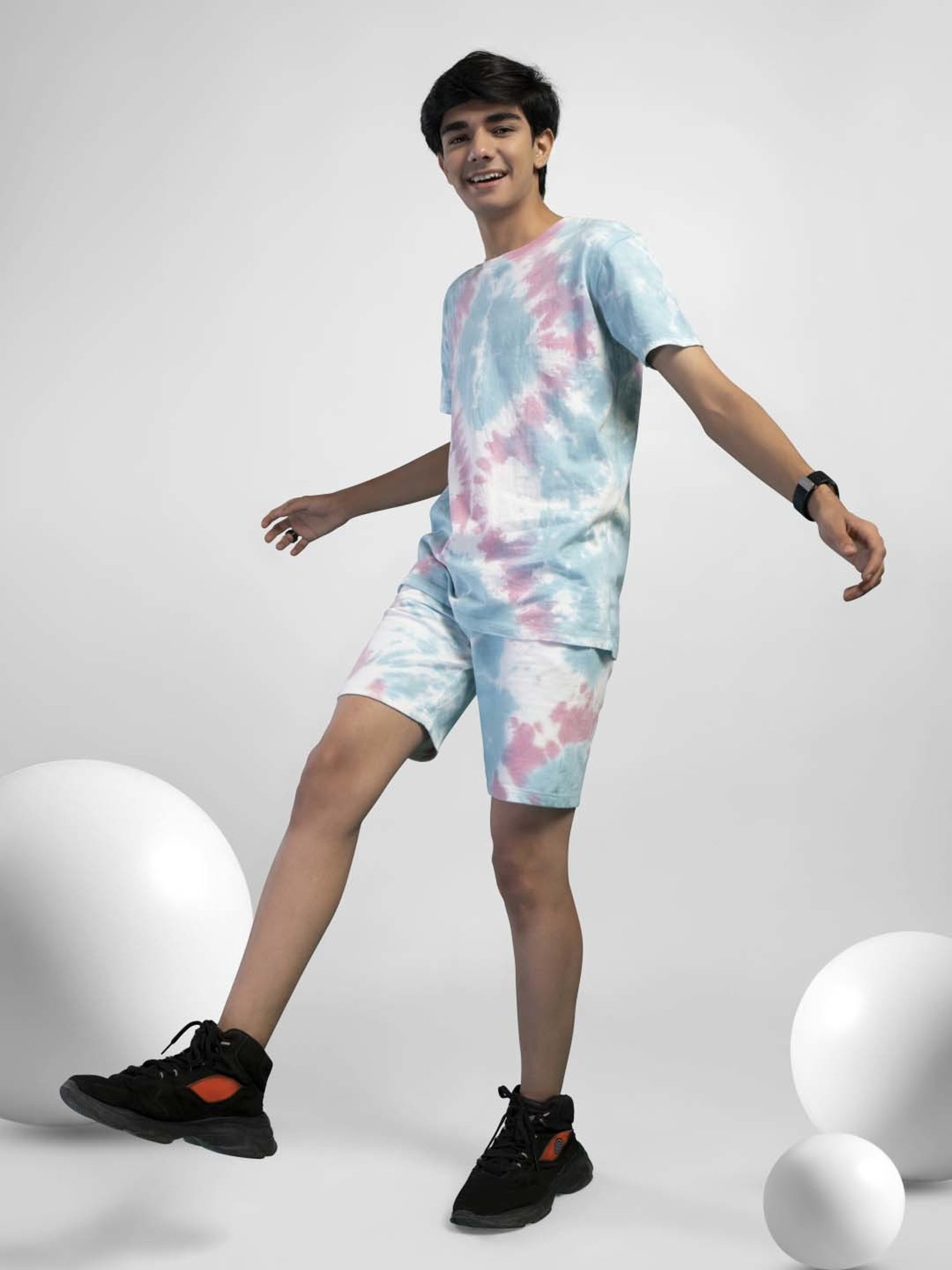 TeenTrums Kids Multicolor Cotton Over Dyed T-Shirt Set