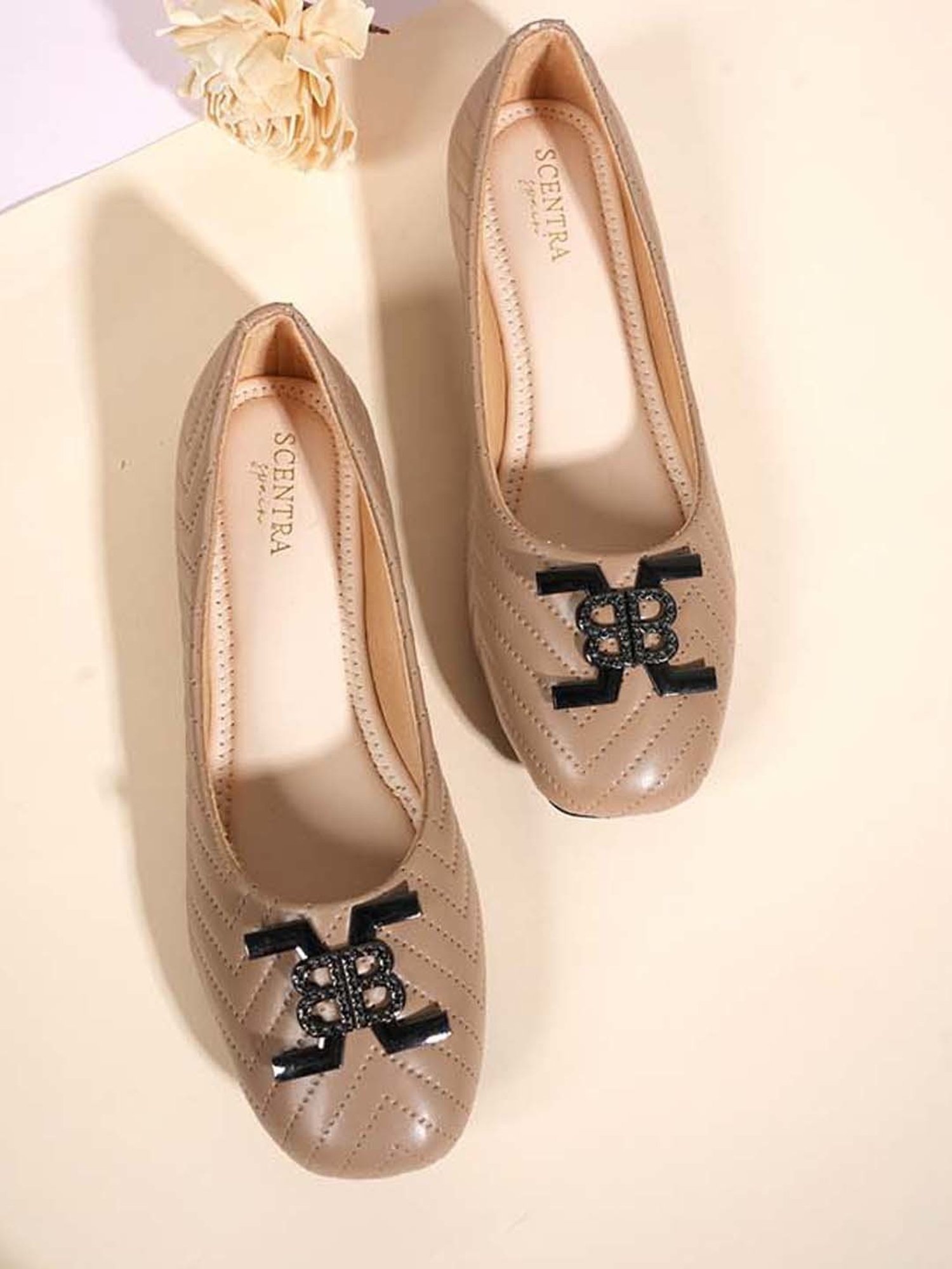 Scentra Women's Beige Flat Ballets