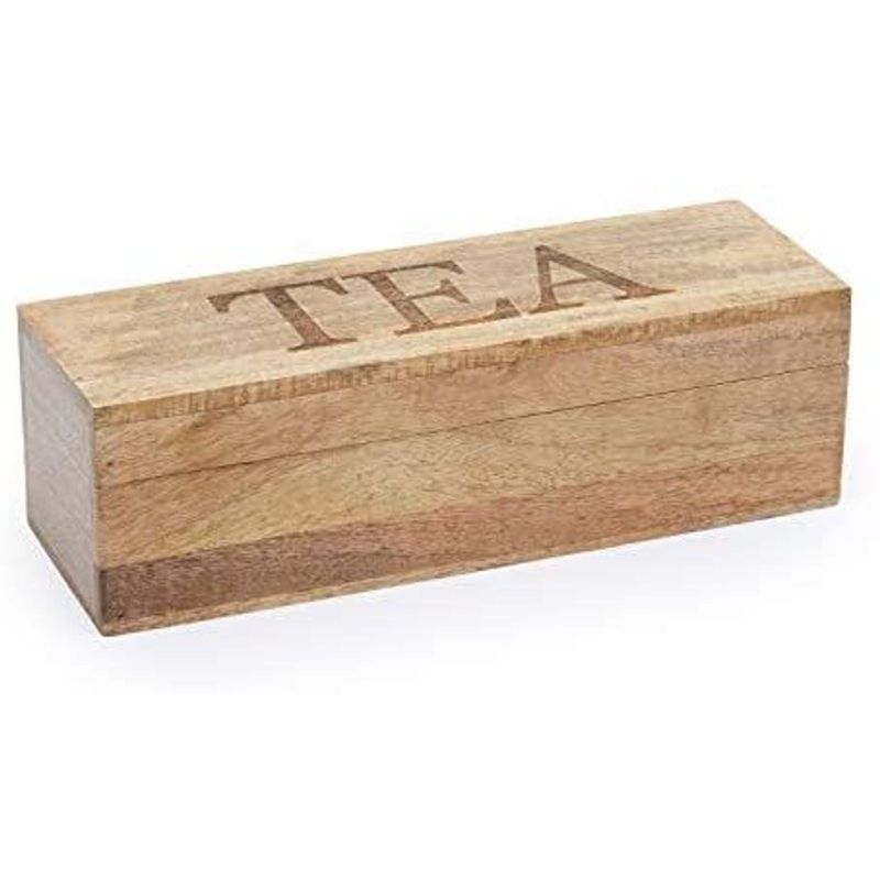 Juvale Wooden Tea Organizer Box with Divided Sections (12.5 x 4 x 4 In)
