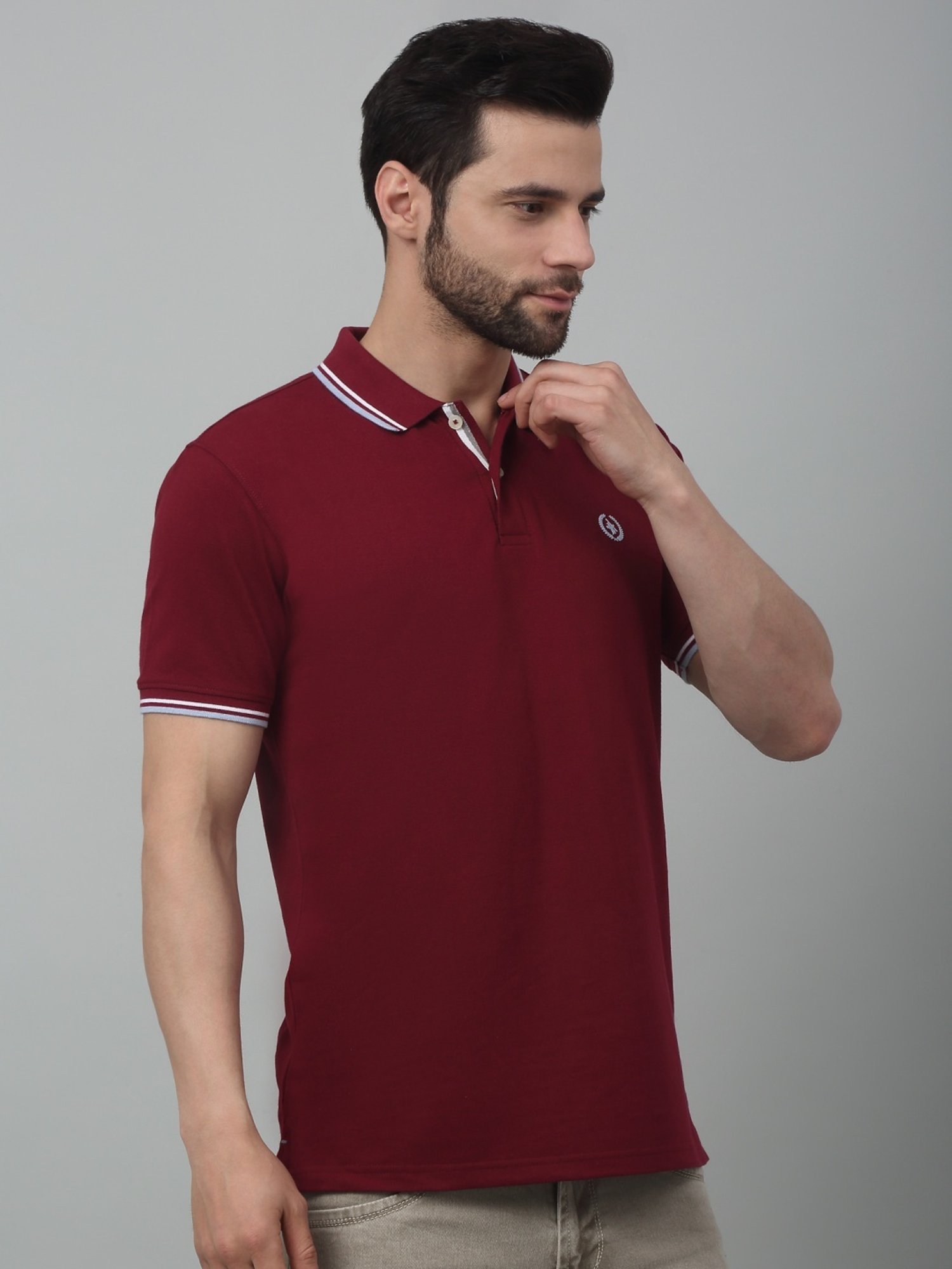 Cantabil Maroon Regular Fit Polo T-Shirt