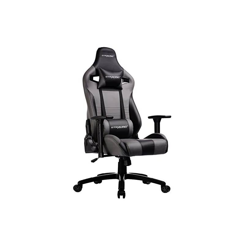 Gaming Chair Racing Style Recliner Seat Height Adjustment Computer Office Chair with Pillows GTF83 (Grey)