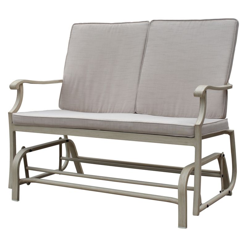 Torino Aluminum Outdoor Double Glider Loveseat - Camel - Courtyard Casual