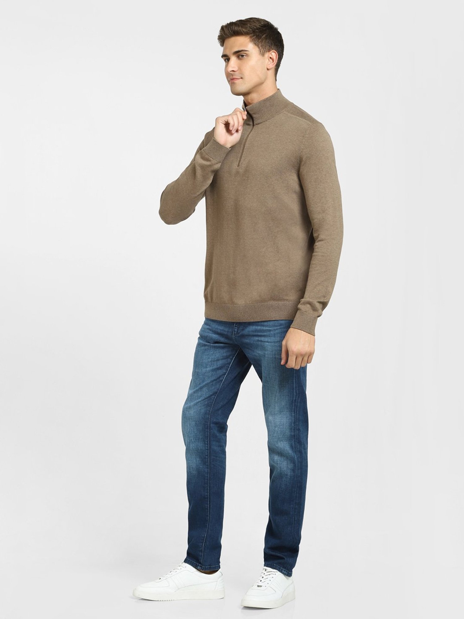 SELECTED HOMME Teak Cotton Regular Fit Sweater