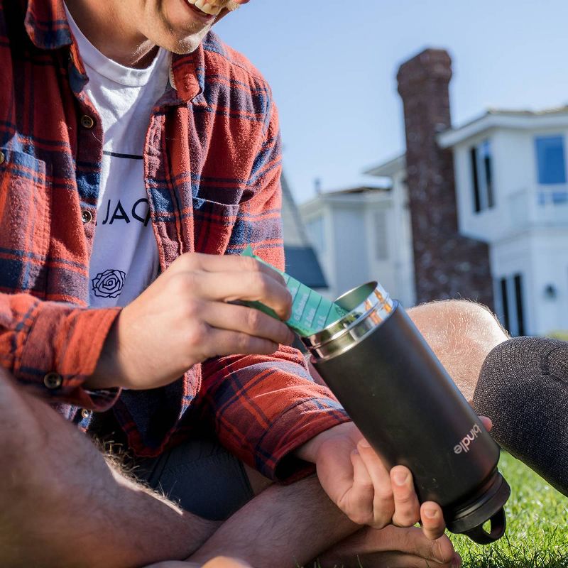 Bindle Bottle 24oz Double Walled & Vacuum Insulated Stainless Steel Bottle with Storage/Stash Compartment Black