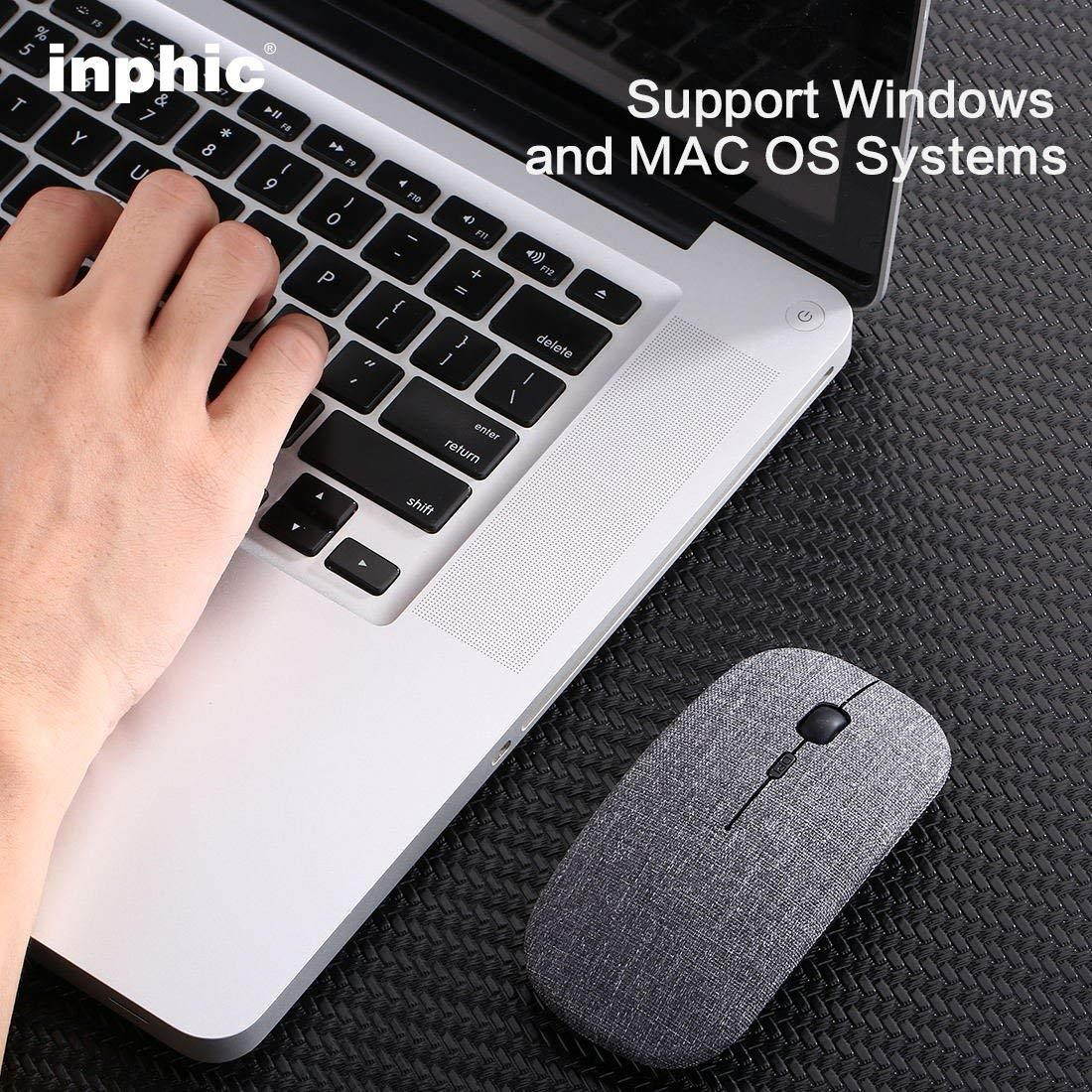 Rechargeable Wireless Mouse Mini Cordless Mice with USB Nano,Silent Click, Ultra Light & Slim for Dell/Apple/HP/Thinkpad PC Computer,Laptop,MacBook (Black Wood Grain)