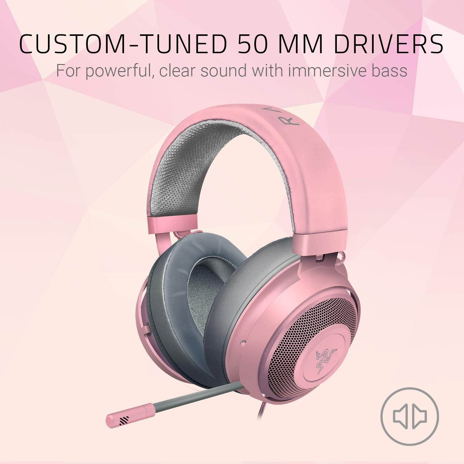 Razer Kraken Gaming Headset: Lightweight Aluminum Frame Retractable Noise Isolating Microphone For PC PS4 PS5 Switch Xbox One Xbox Series X & S Mobile 3.5 mm Audio Jack Quartz Pink