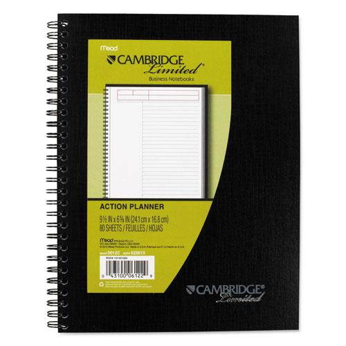 Action Planner Side Bound Business Notebook 7 1/2 x 9 1/2 Black 80 Sheets