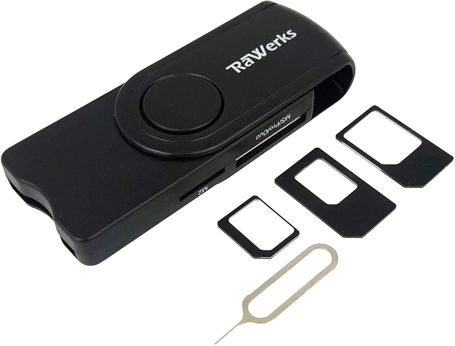 RaWerks SIM Card Reader with SIM Adapters, SIM Deleted Text Recovery Software, and SIM Editing Software