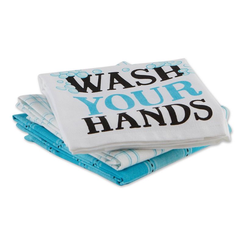 3pk Cotton Wash Your Hands Dishtowel Set - Design Imports