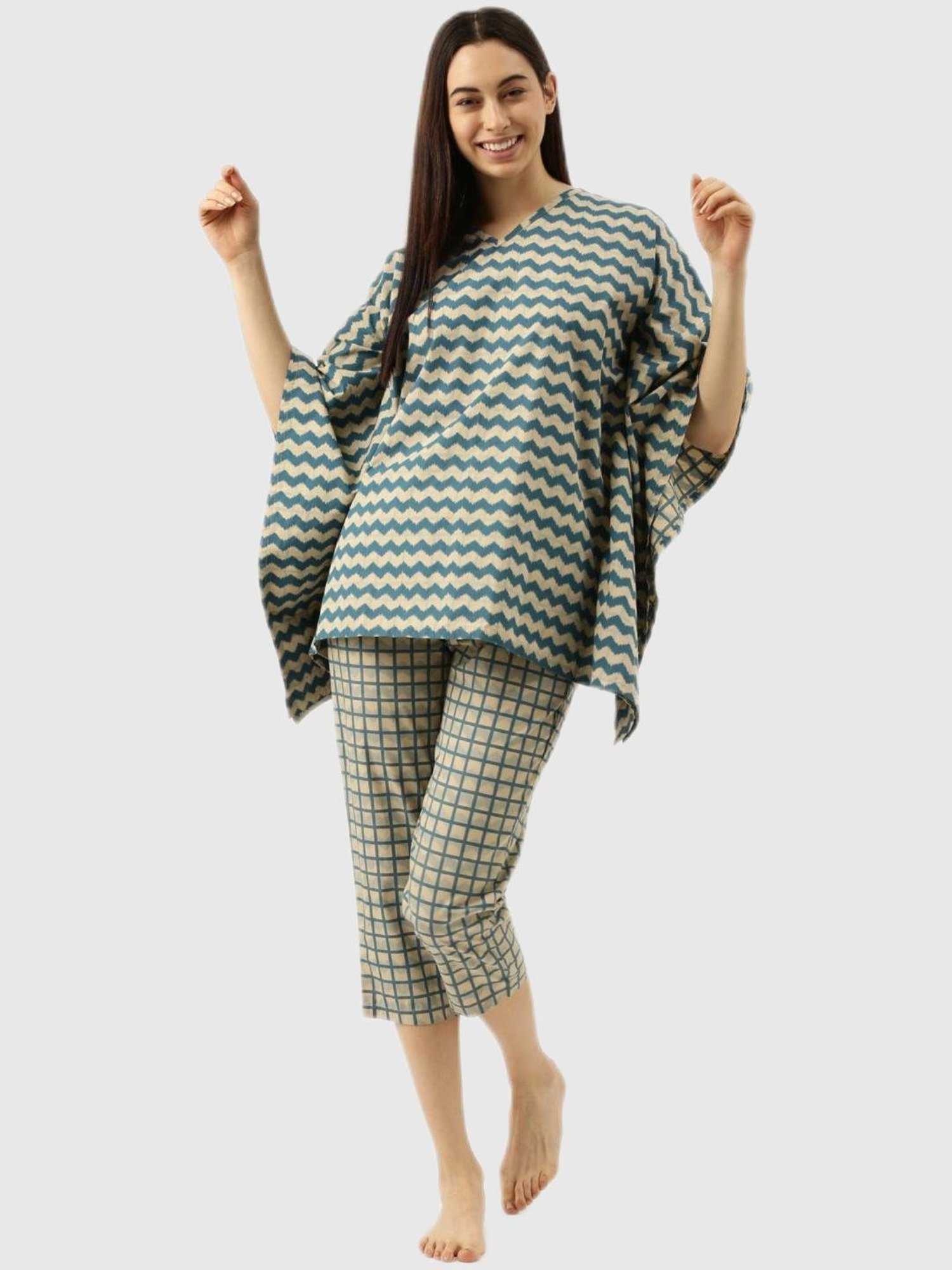 Clt.s Blue Chevron Print Pajama Set
